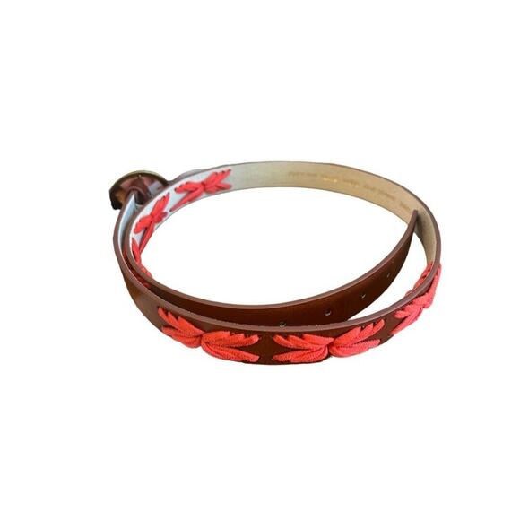 Small Lodis NY Brown Leather Aztec Boho Neon Orange Stiched Women\'s Belt NEW Ret main image 11